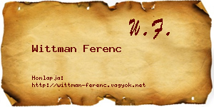 Wittman Ferenc névjegykártya